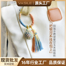 手工精编有球必应包包挂件网红玉米结钥匙扣时尚流苏配饰包挂饰品