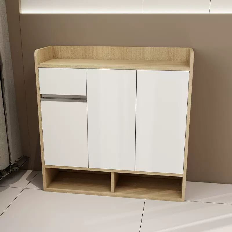 家用入户玄关鞋柜楼道靠墙一体收纳柜原木风家居储物鞋架衣柜