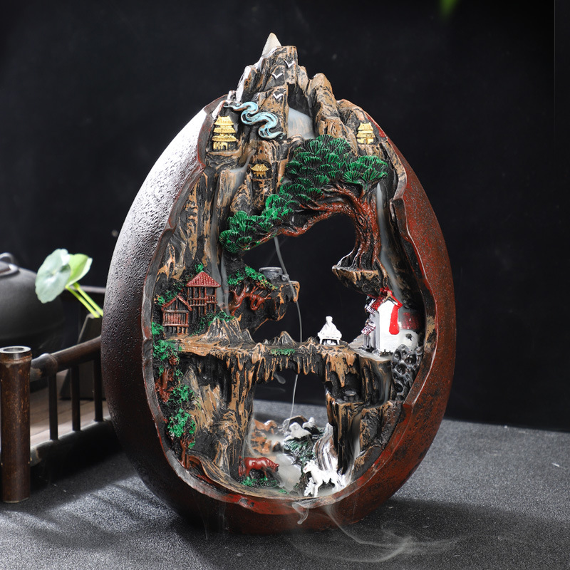 【厂家直销】时来运转陶瓷倒流香炉檀香炉树脂倒流炉玄关酒柜摆件