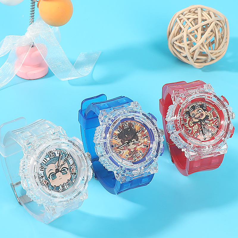 Children's Cartoon Watch Nezha Aobi Luminous Quartz Watch Primary School Students' Toy Watch Digital Pointer Wrist Watch
