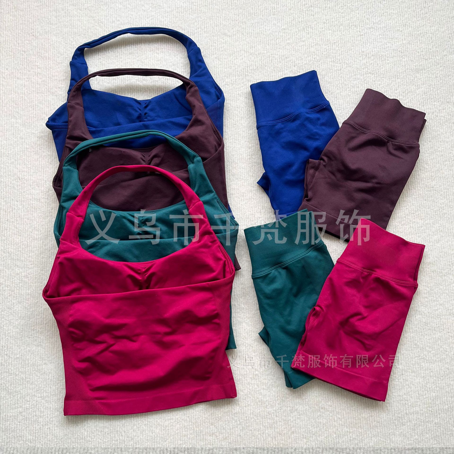 Dfyne New Christmas Suit Lycra Upgraded Square Neck Halter Sports Vest Tummy Control Butt Lift Yoga Shorts