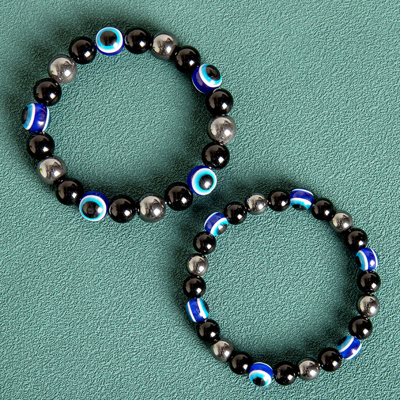 Cross-border Hot Evil Eye Bracelet Obsidian Bracelet Magnetic Obsidian Single Circle Beaded Stone Bracelet