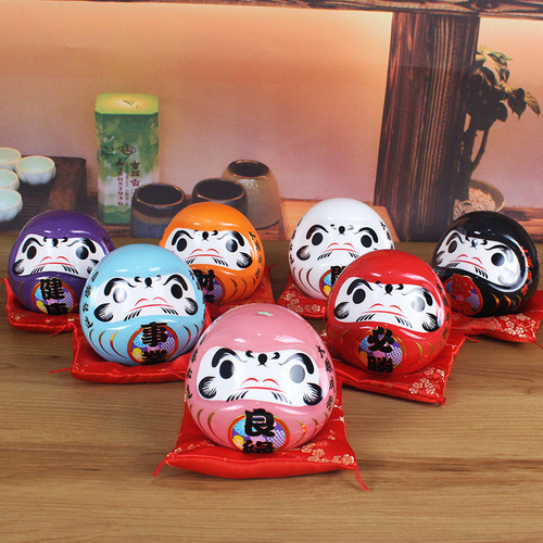 Factory direct sales mini small red Daruma ornaments desk ceramic piggy bank creative gift