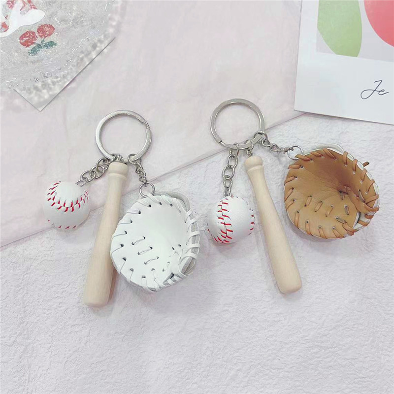 20g Weight Keychain Classification Daily, Sports Occasion Pu Leather Material Baseball, Tennis Racket Pattern Unisex Gender Simple Style Style Simple Style Baseball Tennis Racket Pu Leather Unisex Keychain 2