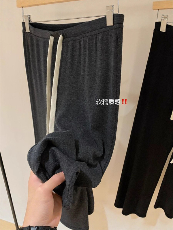 【工厂现货】2025夏韩版百搭慵懒风垂感微喇裤女百搭抽绳微弹居家|undefined