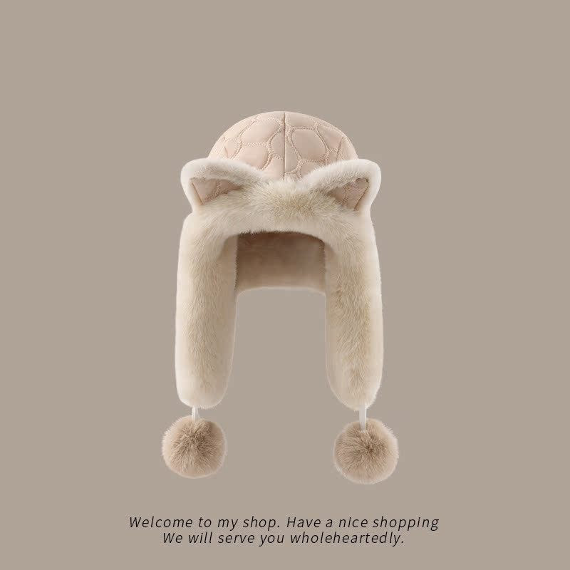 Bonita oreja de zorro, gorra de leifeng, gorra de invierno para mujeres, gorra de cabina caliente a prueba de viento y frío del noreste