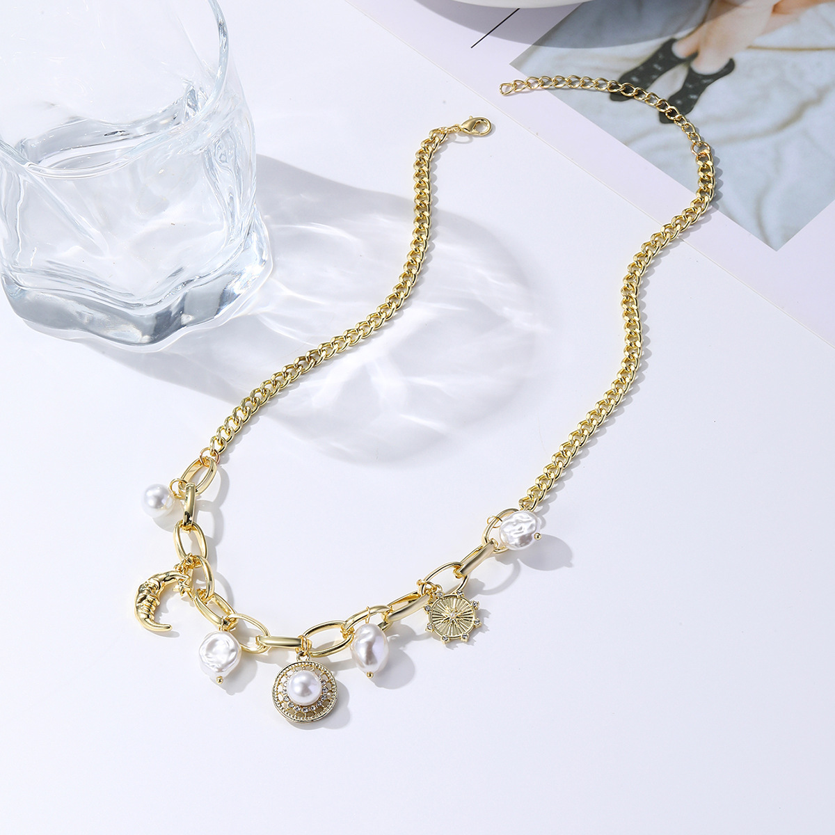 collana con occhio di diavolo di alta qualità, nuova collana multistrato con ciondolo in lega con occhio esagerato_voghion.com