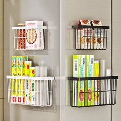 Refrigerator rack side storage kitchen household multi-functional side seasoning rack free punch hanging basket storage basket