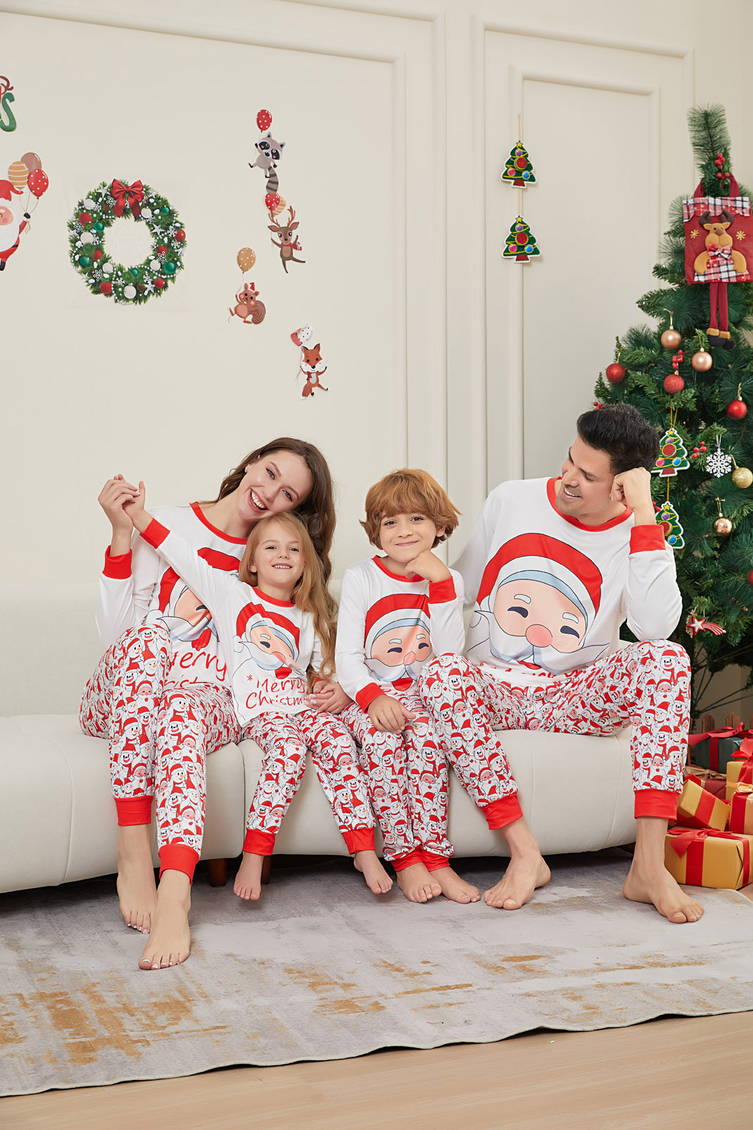 Christmas Santa letter Snowman Christmas family suit printed home clothes pajamas_voghion.com
