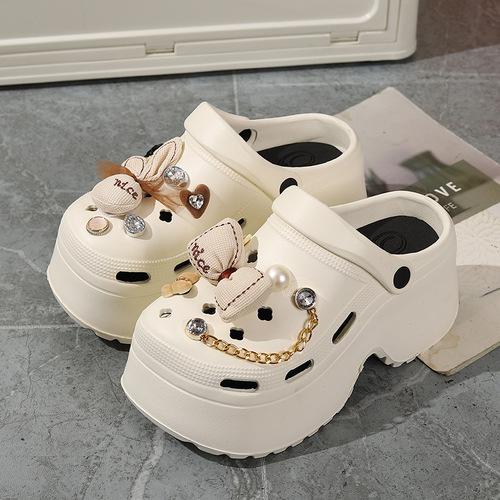2025 new EVA hole shoes, super thick sole, anti-slip beach shoes, summer sandals, outdoor totou slippers, platform sole
