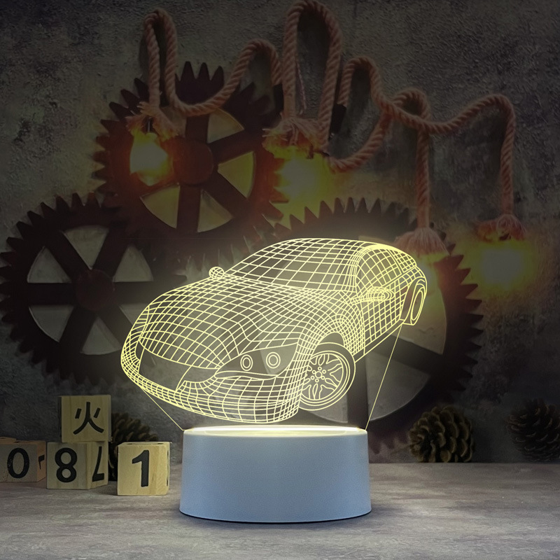 Nueva y única lámpara de noche 3D de acrílico, lámpara de escritorio USB, lámpara de noche para dormitorio, lámpara LED creativa, regalo de regreso a clases, Día del Trabajo