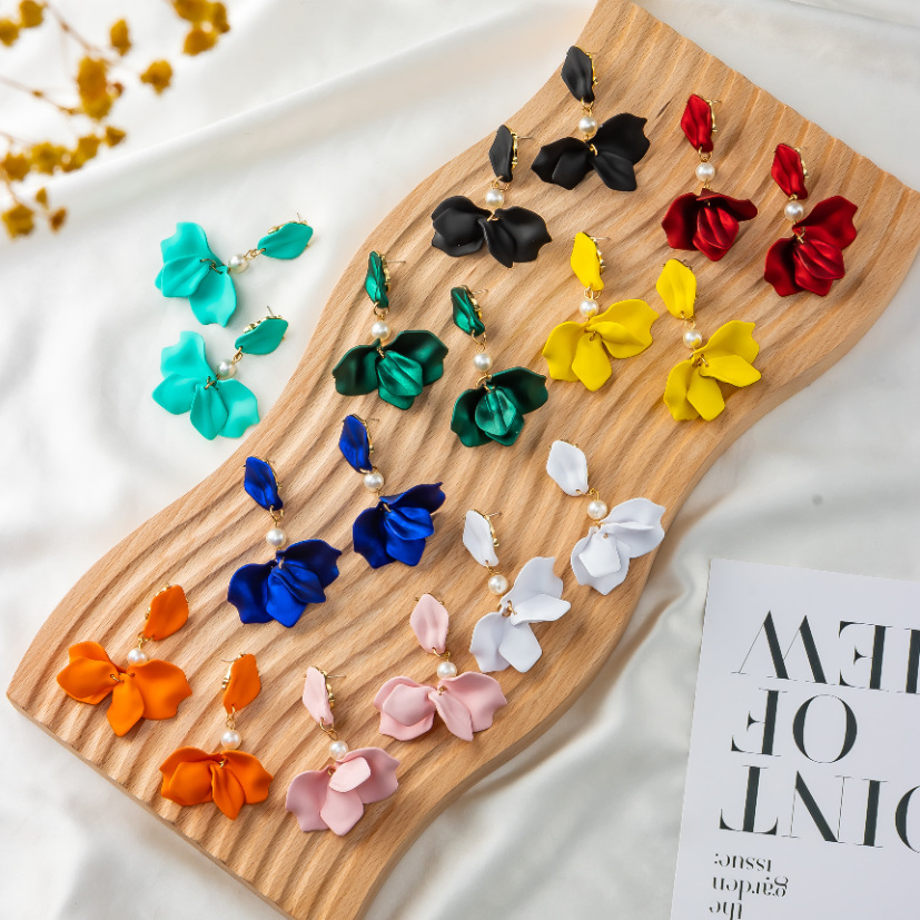 25g Weight Earrings, Ear Studs Classification Wedding, Travel Occasion Alloy Material Rose, Petal Pattern Women'S Gender Plating Design Fashion Style Fashion Rose Petal Alloy Women'S Earrings Ear Studs 19