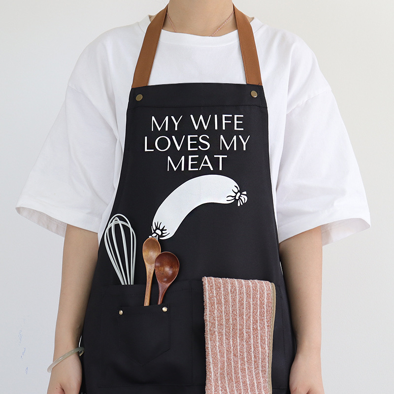 Delantal de poliéster explosivo transfronterizo logotipo personalizado cuello halter color de contraste jardinería ajustable restaurante mono delantal de cocina