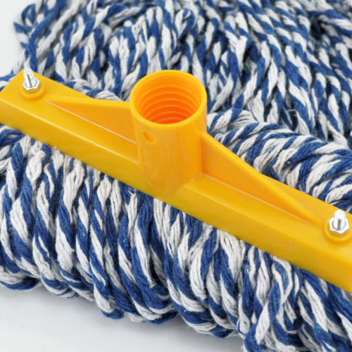 Blue and white line mop, large cotton line flat mop, wooden pole, old-fashioned household, factory cotton yarn ordinary mop