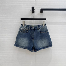 深圳南油高端大牌女装机能风复古气质中高腰显瘦高挑水洗牛仔短裤