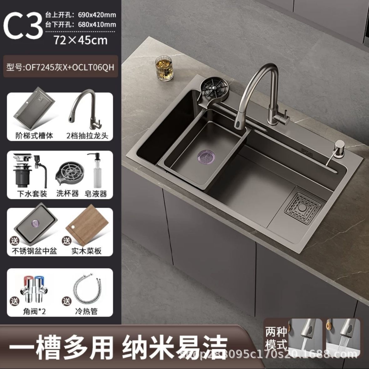 Acero inoxidable al por mayor fregadero de cocina gran tanque único engrosado a mano nano antiincrustante lavabo de cocina doméstica lavabo de platos