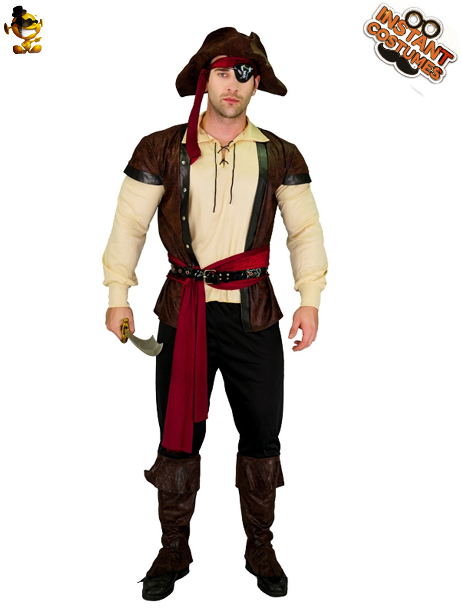 Halloween adulto hombres grandes de cuero pirata rendimiento traje Cosplay juego de rol partido traje de la etapa