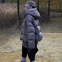 小个子泡芙软糯短款连帽白鸭绒羽绒服女冬装新款宽松面包服外套潮