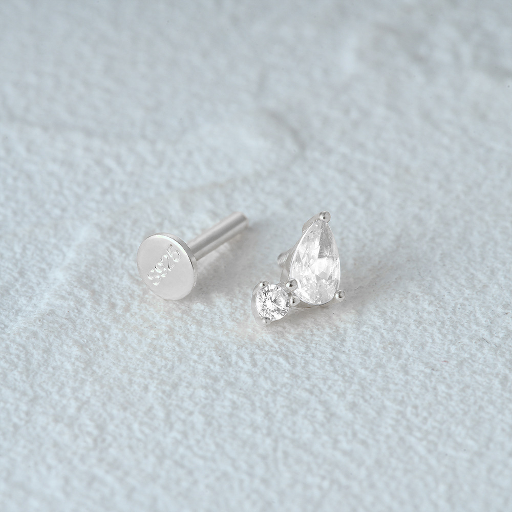 2g Weight Zircon Inlay Material Ear Studs Classification 1 Piece Quantity Daily Occasion 925 Sterling Silver Material Geometric Pattern Women's Gender Plating Design Simple Style Style 1 Piece Ear Cartilage Rings & Studs Simple Style Geometric 925 Sterling Silver Plating Zircon 27
