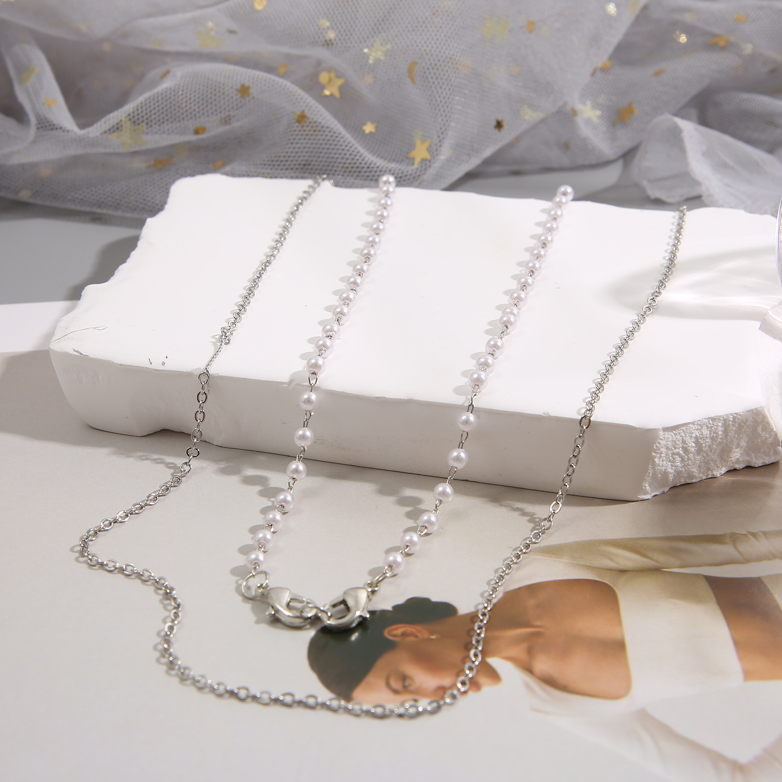 Fashion Geometric Alloy Plating Artificial Pearls Womenu0027S Necklace