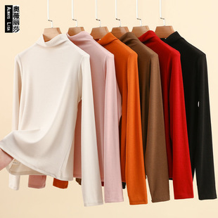2024 new high quality long-sleeved autumn and winter thermal underwear semi-high collar cashmere inner thermal jacket base shirt