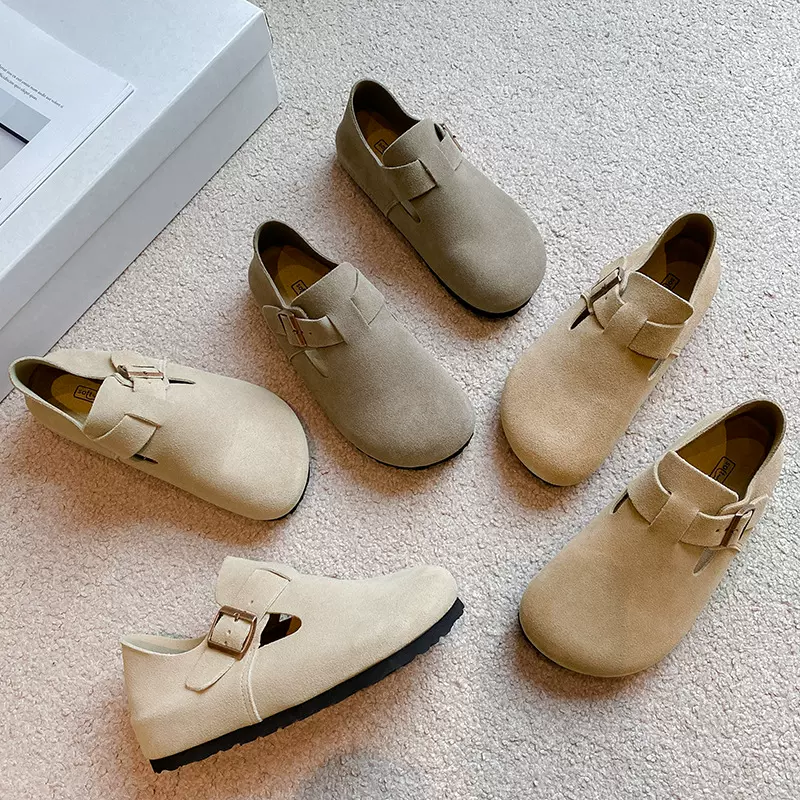 真皮全包勃肯鞋内增高牛皮休闲单鞋软木底况三喜同款男女款博肯鞋