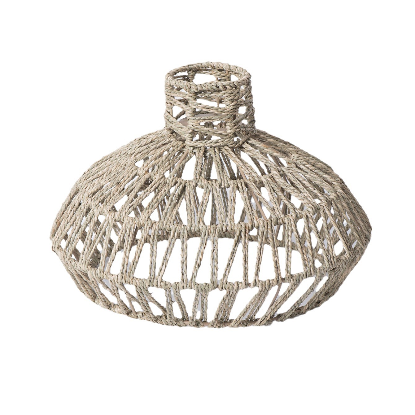 Campana de viento pastoral tela a mano lámpara de lámpara de cuerda de paja dormitorio residencial hotel café decoración creativa lámpara de lámpara