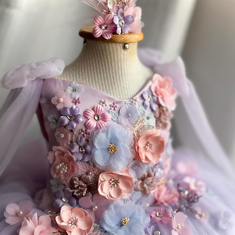 Día de los Niños del 1 de junio vestido de aniversario bordado de alta gama nueva niña flores hadas de niños pequeños y medianos vestido de princesa