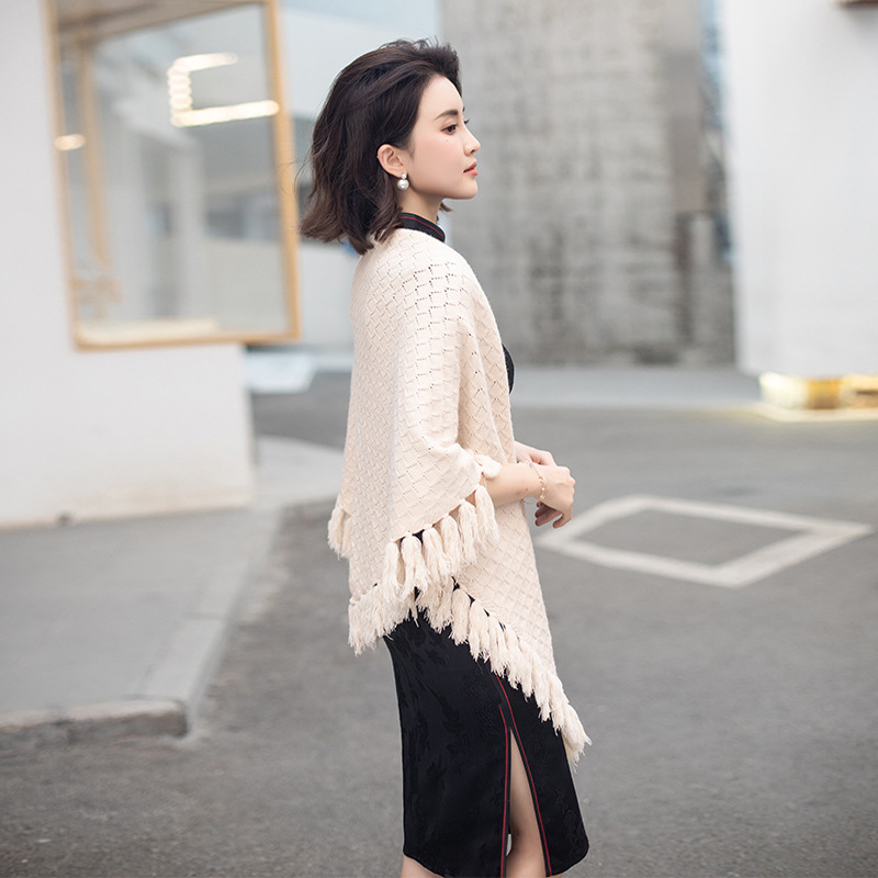 Cheongsam shawl outer wear noble new cardigan winter thickened daily high-end coat fashionable western style women's high-end