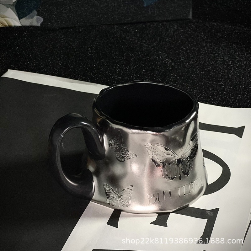 暗银火山杯大耳创意陶瓷马克杯咖啡杯水杯家用情侣杯时尚简约INS|undefined