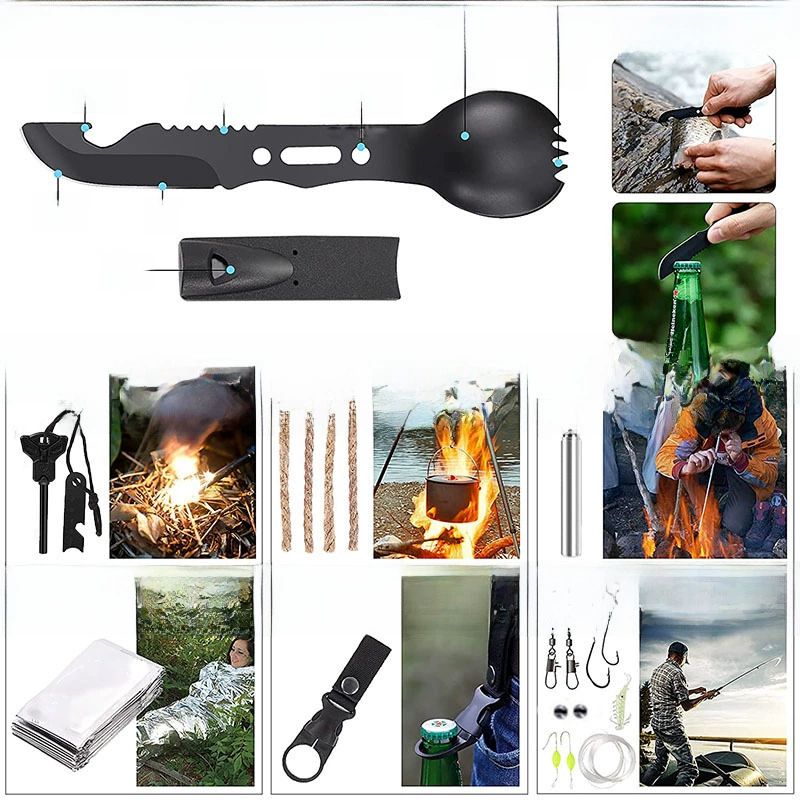 Outdoor Camp Equipment Camping Survival Tool Set Emergency Survival Pack Multifunctional Wild Survival Products