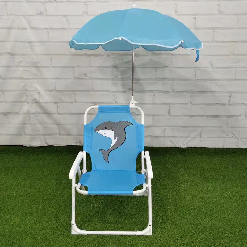 Silla de playa para niños de ocio al aire libre con paraguas ins estilo banco de dibujos animados silla trasera de bebé con sombrilla silla plegable
