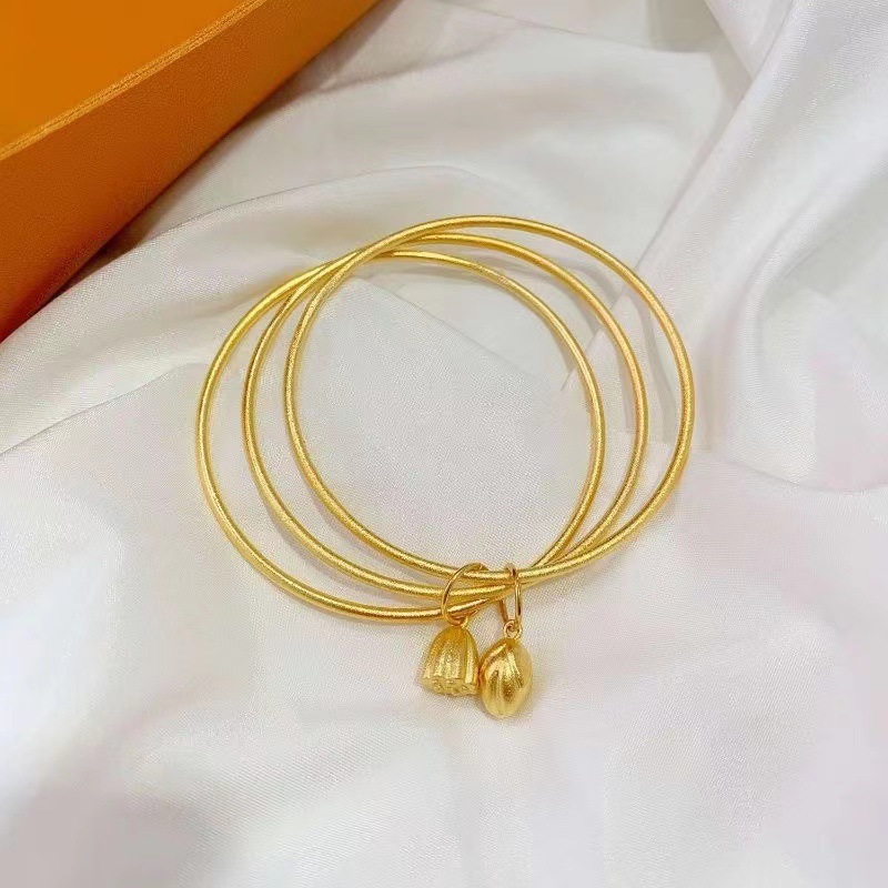 Three Layer Circle Bangle Bracelet Gold Plated Brass Jewelry_voghion.com
