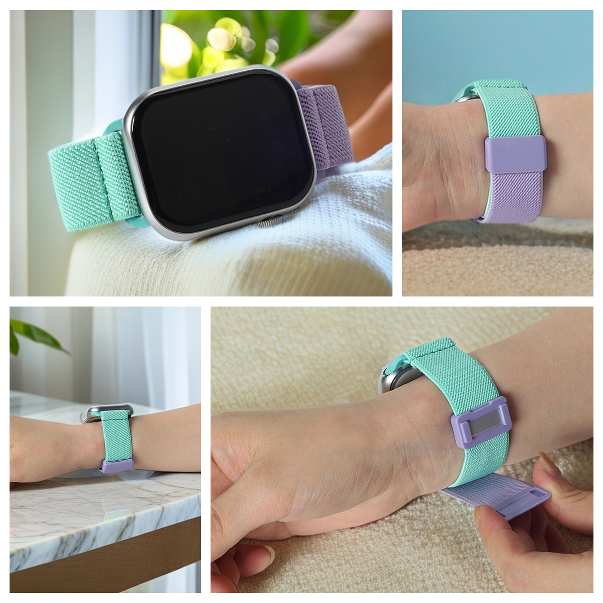 Suitable for Apple Applewatch Strap iWatch Series10 9 8 7 Nylon Magnetic Elastic Strap