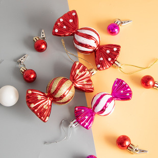 Christmas Decoration Gift Box Electroplated Candy Props Christmas Tree Pendant Window Counter Ornaments Colorfulful Candy 5 Pieces/Box