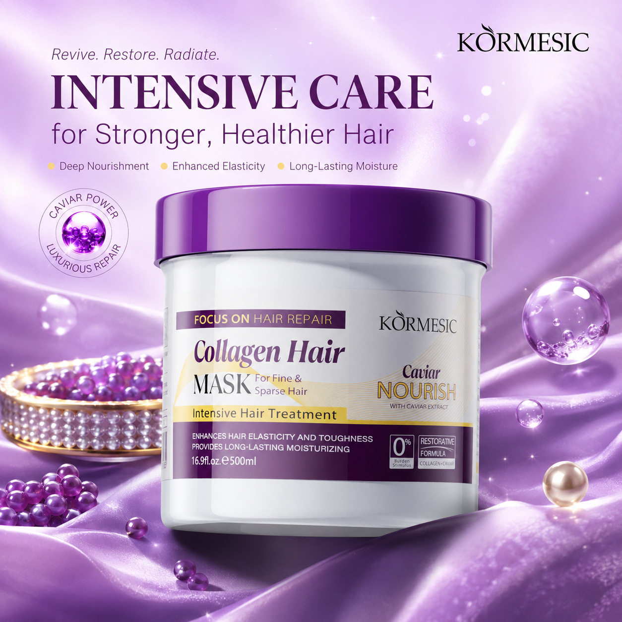 Selección estricta de colágeno caliente KORMESIC y máscara de caviar máscara para el cabello comercio exterior transfronterizo