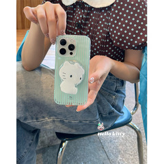 小清新薄荷绿条纹Kitty适用iPhone17苹果16ProMax/15手机壳14新款