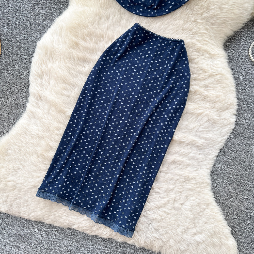 Women's Floral Wrap Tube Top & Bodycon Skirt Set - Office To Evening Elegant Two-Piece Outfit Office-Appropriate Length_ecoleips.com