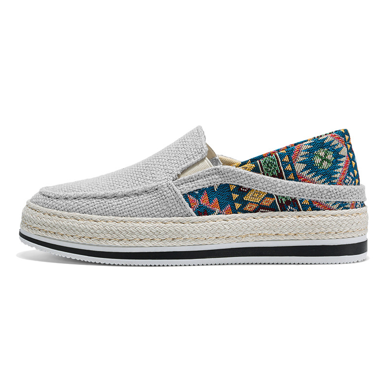 Spring Men's Braided Corduroy Fisherman's Shoes, Casual Sneakers, Live Broadcast Slip-On Lazy Cloth Shoes