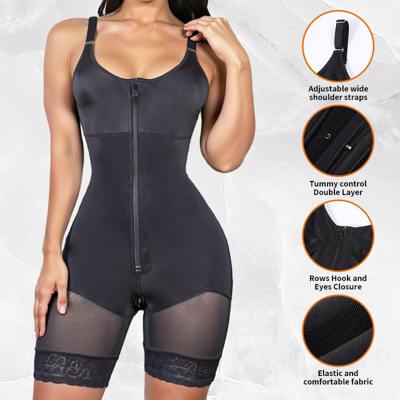 Cross-Border Women's Corset, Tummy Control, Butt Lift, Shapewear, European and American Large Size Mesh Lace Non-Slip One-Piece Corset
