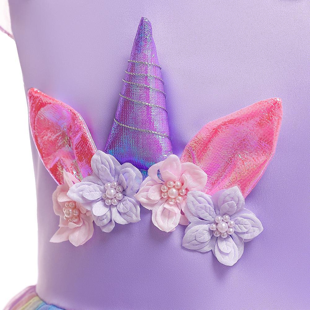 INS ropa para niños Comercio exterior Unicornio para niños vestido de arco iris vestido de princesa Festival Traje vestido de princesa