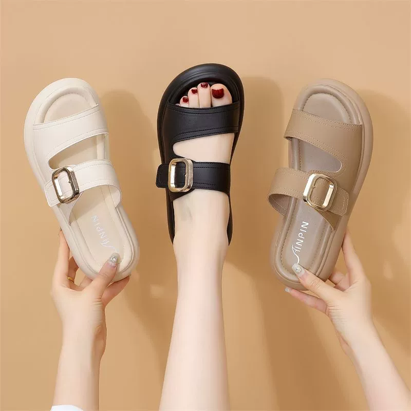 40 -- 43 большие кроссовки с открытыми пальцами и толстыми подошвыми сандалиями женские наружные носки 2024 летние новые женские туфли повседневные плоские сандалии