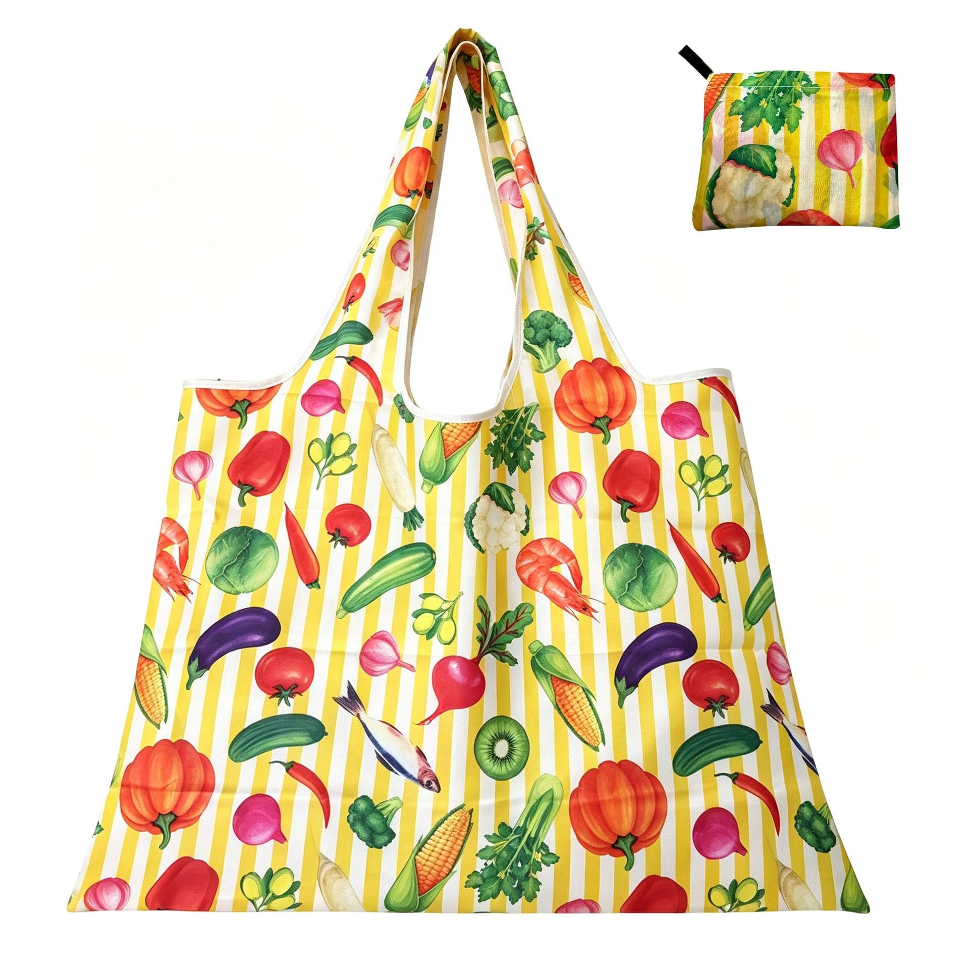 Nueva bolsa de compras plegable de gran capacidad en stock bolsa plegable de Protección Ambiental bolsa de almacenamiento portátil de impresión portátil creativa image 16