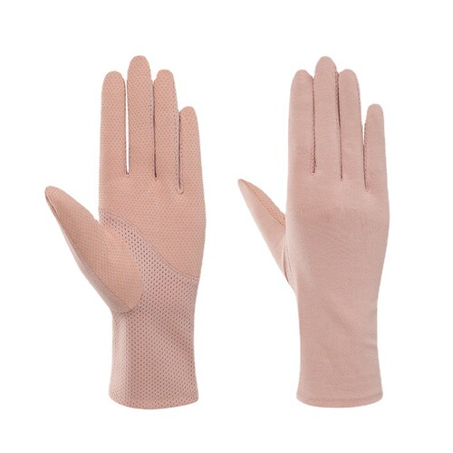 New summer breathable sun protection gloves, light plate, non-slip, thin cycling and driving gloves, women's solid color simple gloves