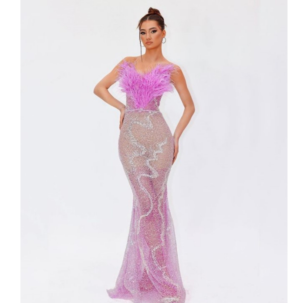 Quality fashionable fuchsia design long tube top sleevless