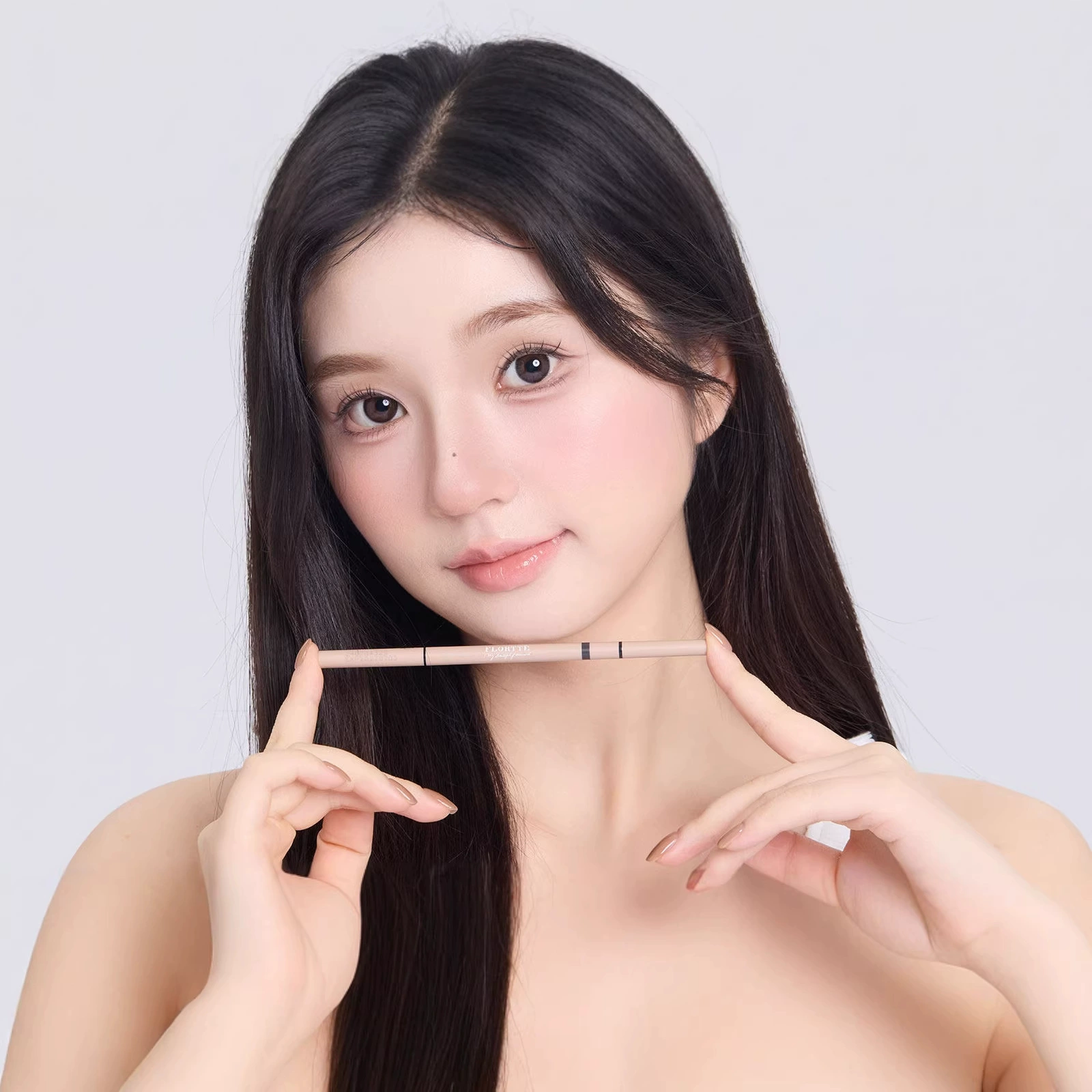 Double-sided eyebrow pencil FLORTTE, triangular tip + highlighter, ultra-fine, long-lasting (0.0777 kg)