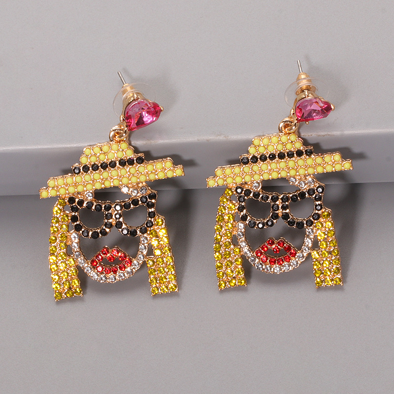 Fashion Alloy Diamond-studded Character Geometric Earrings display picture 4