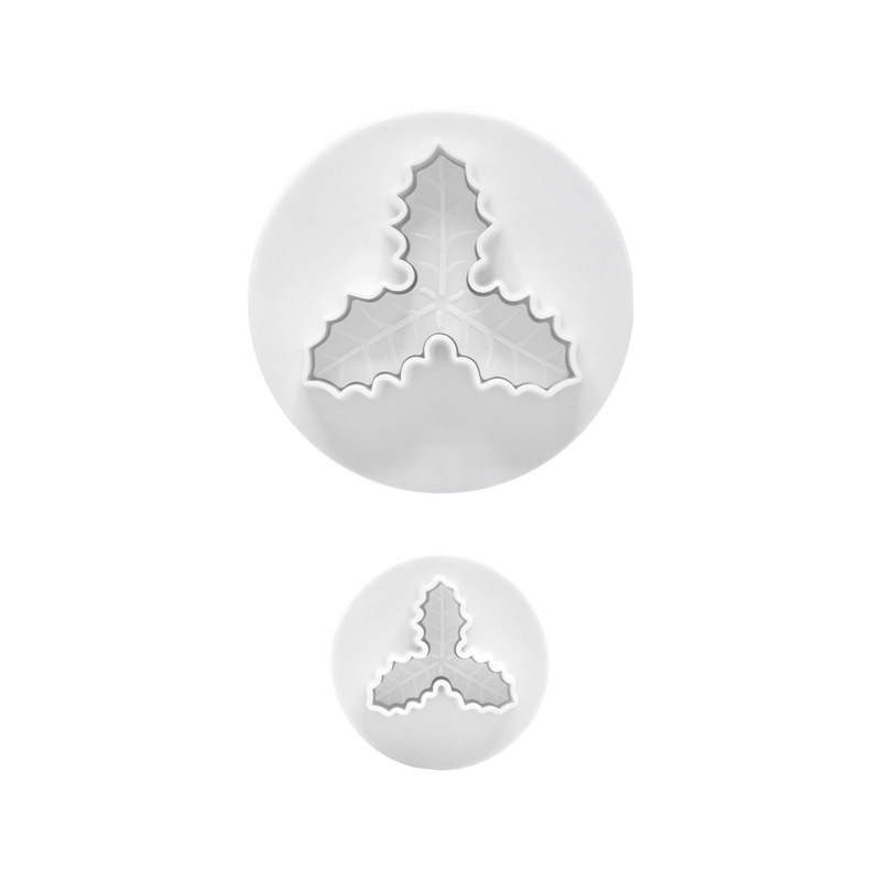 Molde de galleta artificial tipo prensa de hoja de acebo, molde de sellado, herramienta de juego de horneado diy