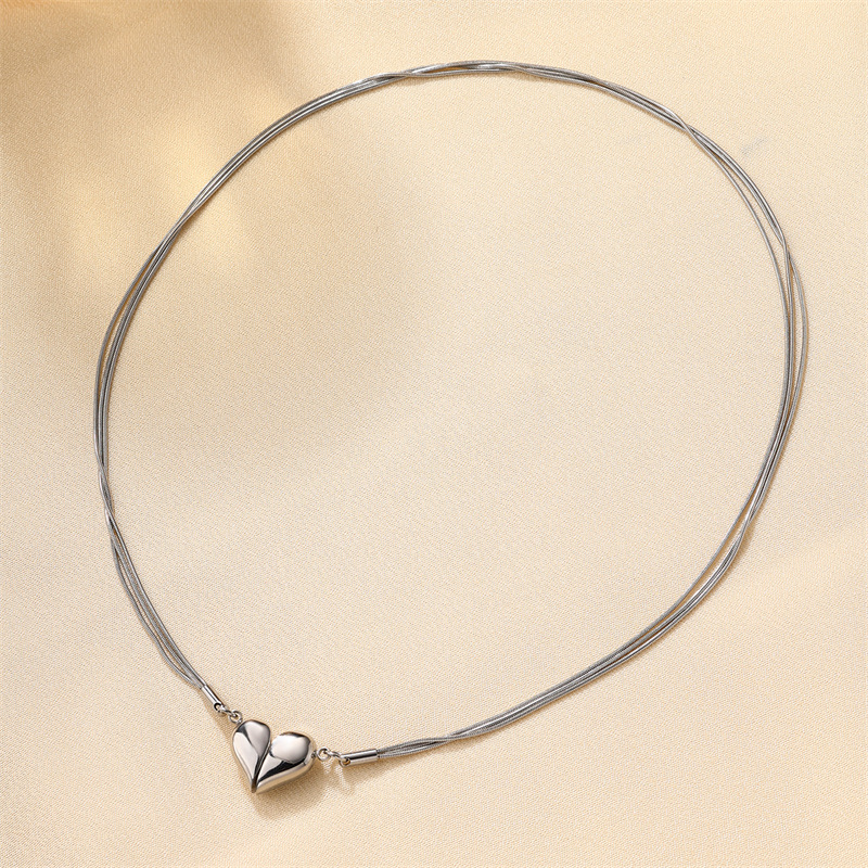 17g Weight Pendant Necklace Classification 1 Piece Quantity Holiday Occasion Stainless Steel, Titanium Steel Material Heart Shape Pattern Women's Gender Plating Design Cute, Sweet Style Heart Shape Stainless Steel Titanium Steel Cute Sweet Pendant Necklace 9