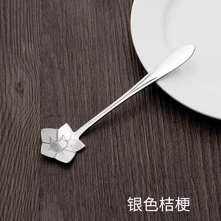 不锈钢勺子家用金色樱花勺甜品勺创意咖啡搅拌勺结婚伴手礼小勺子|undefined